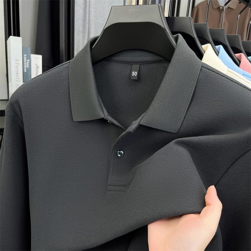 100% Pure Cotton High-quality Men's Long Sleeve Polo Shirt Autumn Fashion Simple Original Design Luxurious Golf T-shirt