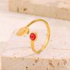 Offener Ring im Luxus-Stil mit Natursteinen in Blattform - Perfekt für Paare, Modischer Titan- und Stahlring