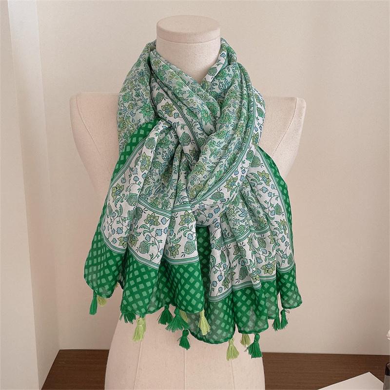 

Bohemian Fashion Floral Chain Tassel Viscose Shawl Scarf Lady High Quality Wrap Pashmina Stole Bufandas Muslim Hijab 180*90Cm