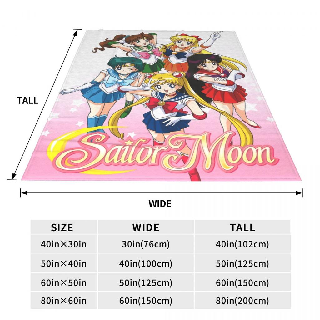 S-Sailor M-Moon Anime Kawaii Flannel Blanket Soft Warm Throw Blanket for Home Decor Airplane Travel Novelty Bedspread Sofa Bed