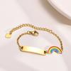 Vnox Free Customize Bracelets for Girls Boys, Stainless Steel Hollow Heart Flower Charm Bracelet, Gift for Newborns