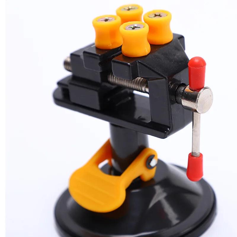 Mini Adjustable Fixed Electric Small Table Bench Vise 360 ° Rotatable Grinder Rotary Hand Drill Suction Cup Fixed Frame