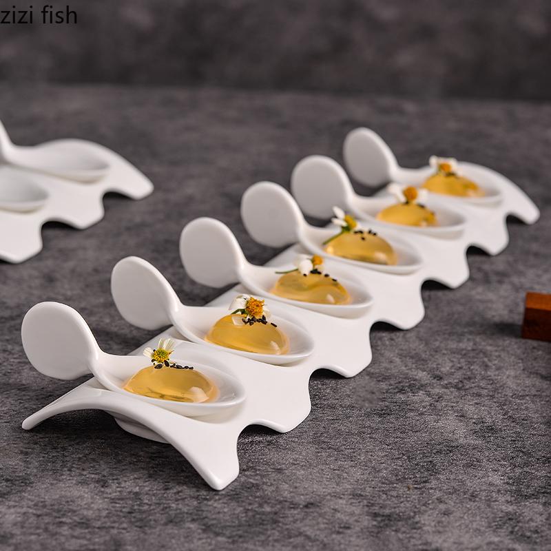 Ceramic Dining Plate Caviar Spoon Seasoning Dish Snack Bowl Dessert Plate Dim Sum Dish Sashimi Plates Fruit Bowl Sushi Plates
