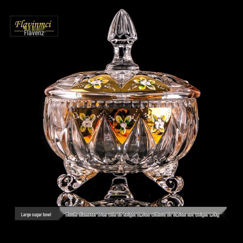 Fulaivenci Evropská Křišťálová Skleněná Smaltovaná Květinová Nádoba na Cukroví a Ořechy