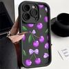 Phone Cover Case for iPhone 17 Pro Max 15 Plus 11 17e 12 Pro 14 13 16 Air Cartoon Purple Cherry