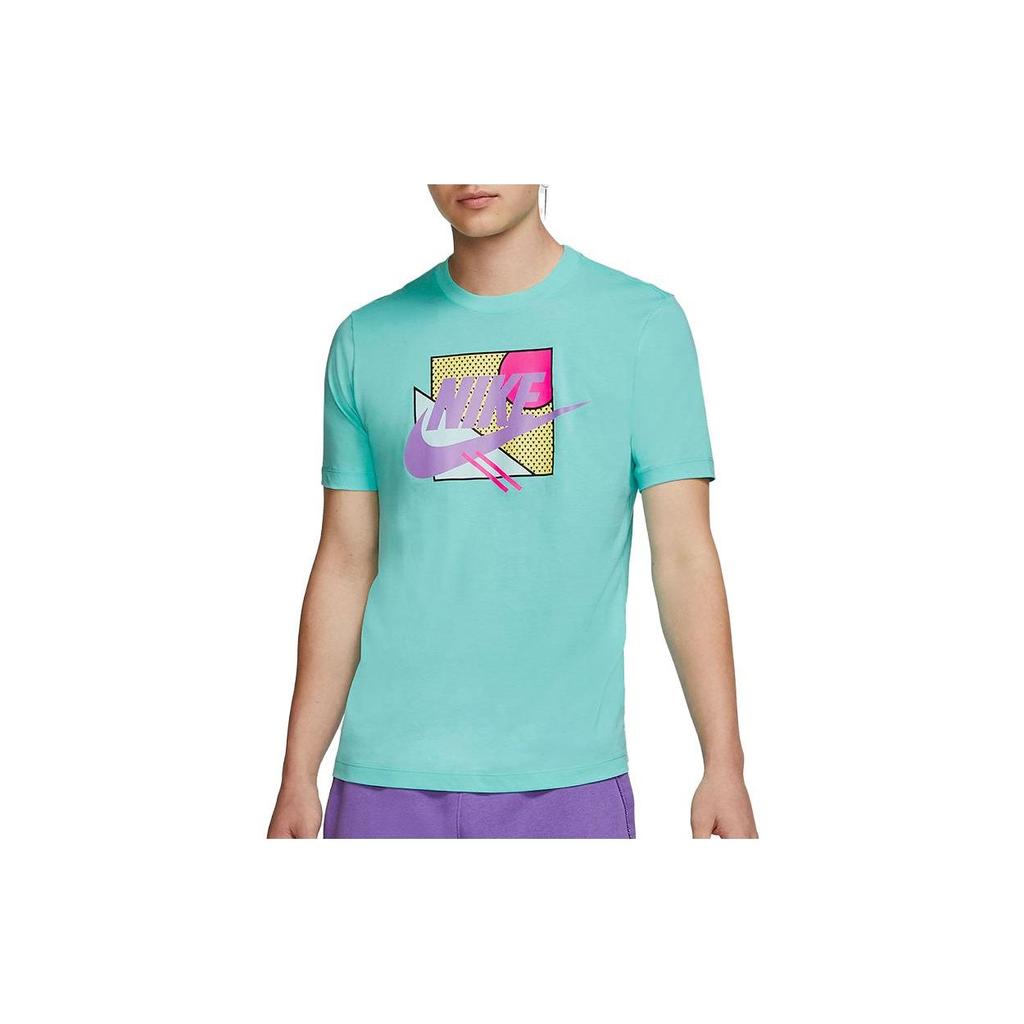 Nike T Shirts Men's Turquoise Crew Neck Moderate Straight Fit CJ7618-434