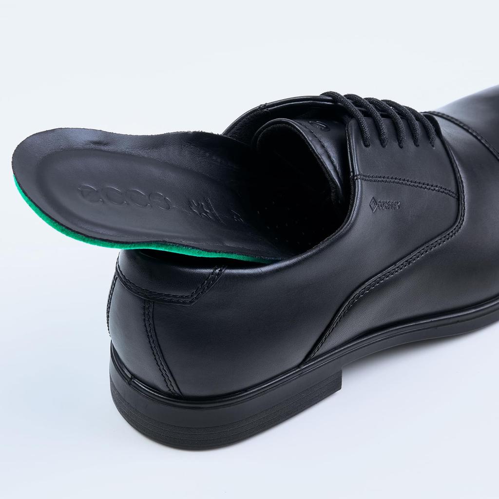 ECCO Melbourne Inner Size 3E Oxfords, Wingtip, Gore-Tex, Men's, Black, 25.5 cm,