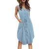 Women's Casual Shirt Dress Sleeveless Colid Long Tank Dressed Vest Dress