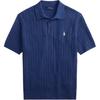 Polo Maglia a trecce Cotone Ricamato Motivo Cavallino Manica corta Pullover Polo Vestibilità standard Uomo top Blu scuro 710B13893-001