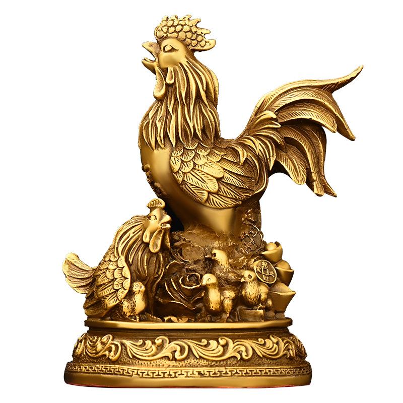 Pure Copper Twelve Zodiac Lucky Ornament, Auspicious Chicken For Family Happiness, Home Decoration, Living Room Tabletop