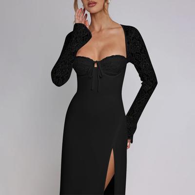 Small Sexy Lace Patchwork Dress Long Skirt Female Fashion Temperament Slim Slit Dress