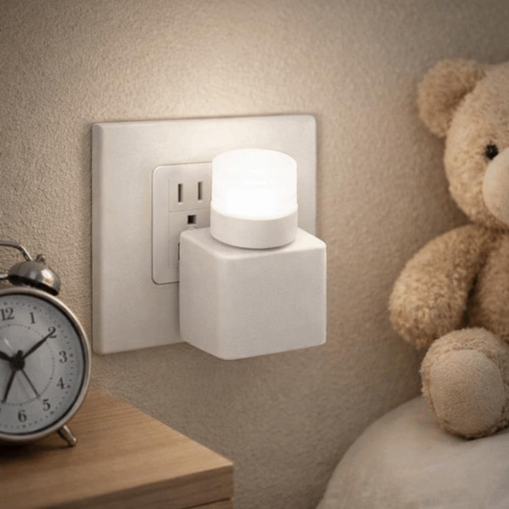 Round Shape Mini USB Night Light Warm White USB Plug Lamp Eye Protection Lamp  Baby room