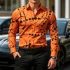 Men's Geometric Polka Dot Print Long Sleeve Shirt Slim Fit Casual Tops