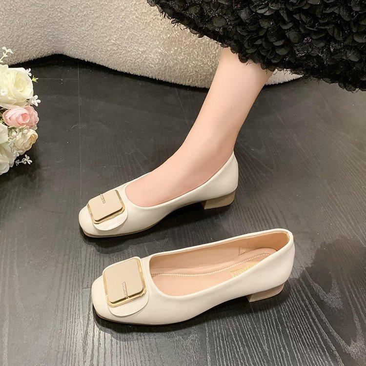 Flat single shoes women's summer new temperament low heel square head one pedal ladyshoes shallow mouth lazy shoes
