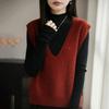 New Year Women's V-Neck Sleeveless Shiny Layered Plus-Size Wool Vest for Spring and Autumn