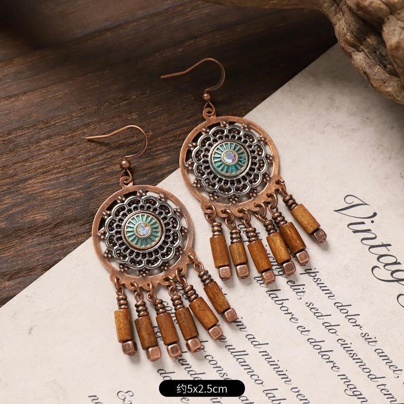 Pendientes bohemios vintage diseño nicho pendientes largos con flecos pendientes de vacaciones mujeres
