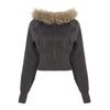 Retro American Street Style Slimming Hooded Zip-up Sweatshirt with Drawstring Waist