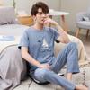 Men's pajamas 1011 new summer cotton short-sleeved trousers thin summer men's large-size loungewear set