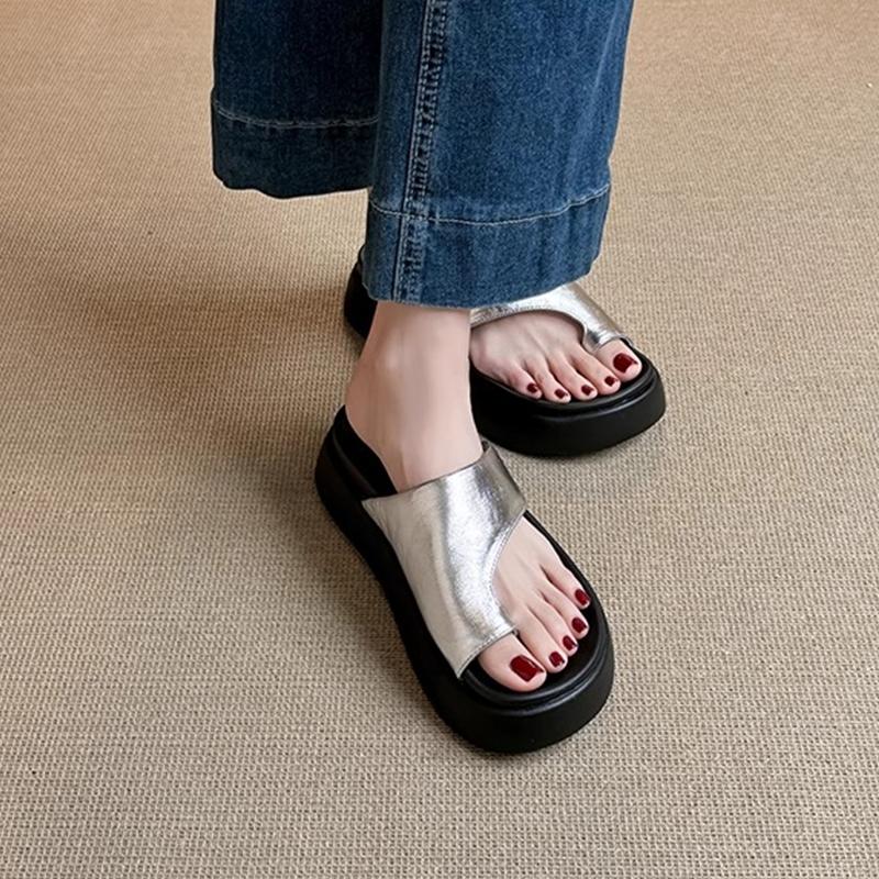 

Fashion Flats Platform Women Slippers Casual Clip Toe Cozy Walking Shoes Woman Sandals 2025 Summer Beach Flip Flops New Mujer Zapatillas 40 серебряный