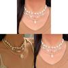 Muschel-Perlenkette mit Perlen-Lagen-Design für Damen Sommer