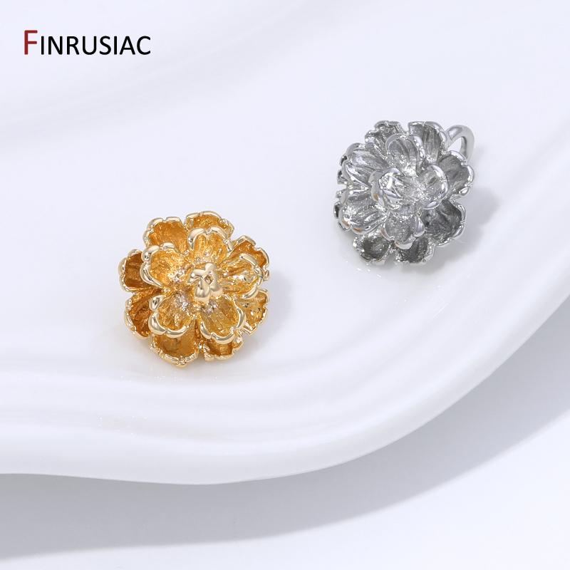 14K Gold Plated Brass Flower Shape Charms Pendant For Jewelry,Blooming Floral Charms For DIY Bracelet Earrings Accessories