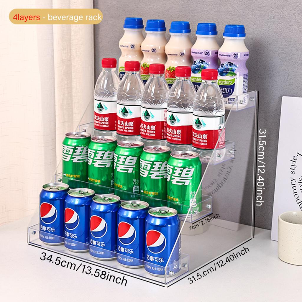 1pc Multi-layer Acrylic Transparent Desktop Beverage Display Organizer, Multifunctional Beer, Cola, Canned Soda, Storage Shelf