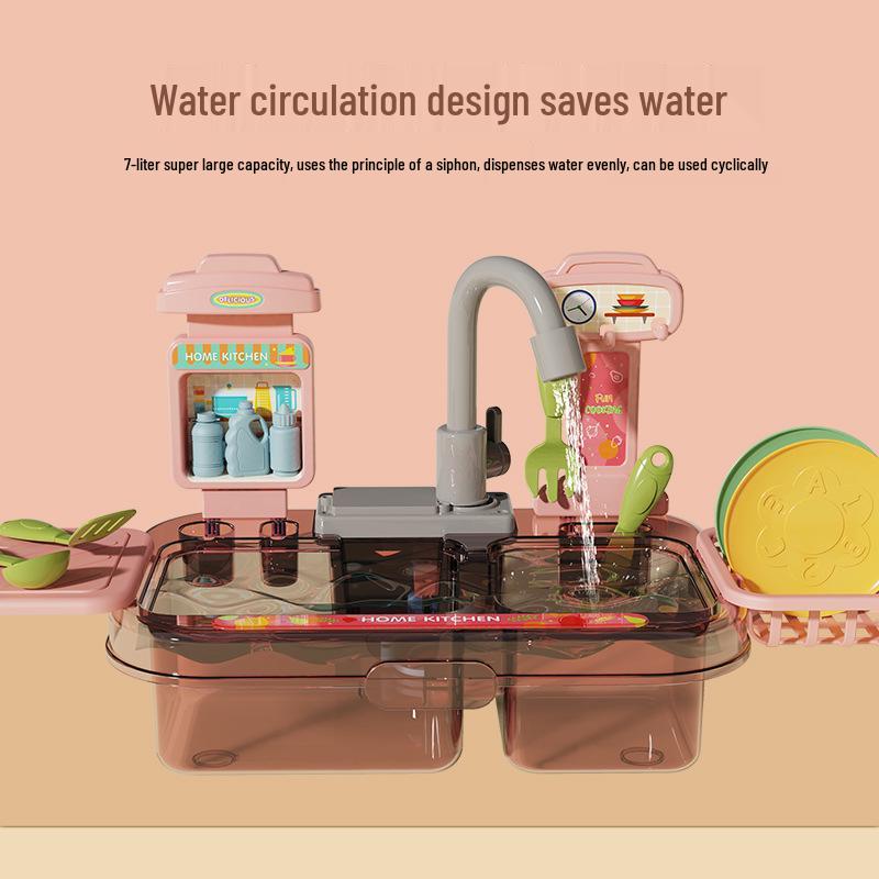 Children's Kitchen Sink Playset with Electric Water Circulation