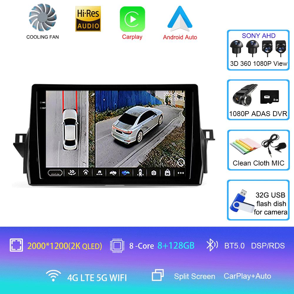 Car Radio Android 14 Carplay Auto For Toyota Camry VIII 8 XV70 2020-2021 Multimedia Video Player Navigation GPS Stereo Head Unit