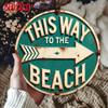 Vintage Beach Iron Sign Round Metal Wall Art Home Decor