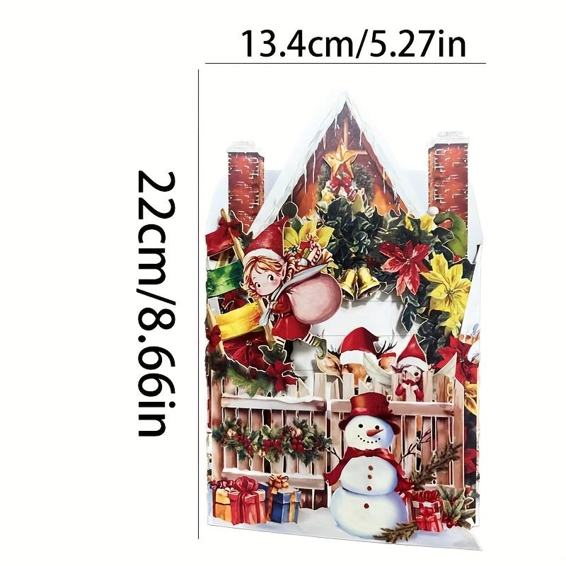 3D Christmas Card Night Before Christmas Scene with Santa Reindeer Snowy Village Moonlit Sky Festive Holiday Greeting Card Gifts