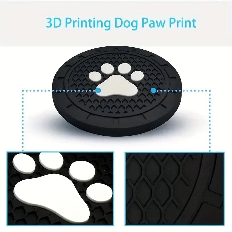 2Pcs Dog Paw Silicone Car Coasters Universal Fit Anti-Slip Cup Holder Protection Durable Easy To Clean Car Interior Accessories