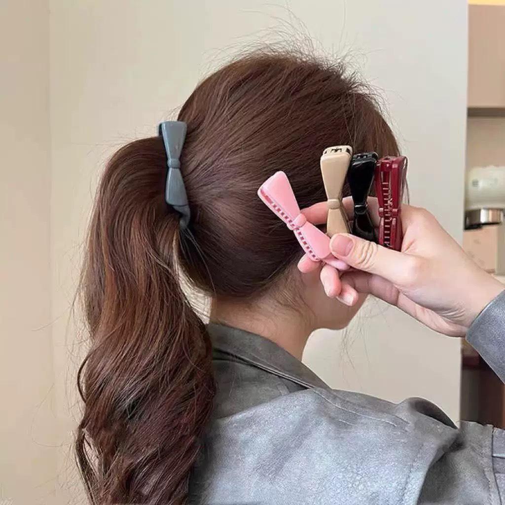 2025 High-End Morandi Bow Banana Hair Clip for Women - Elegant Ponytail Accessory
