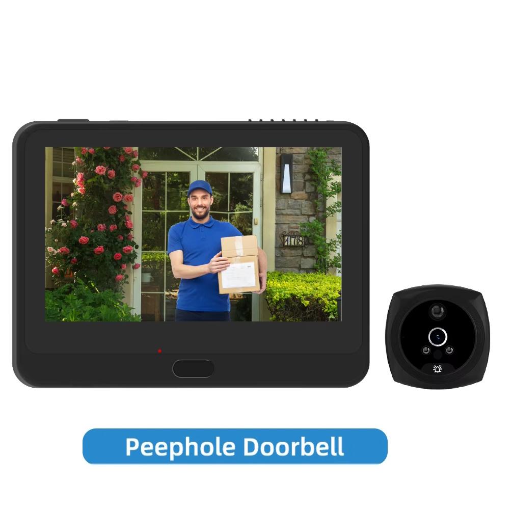 A10 4,3palcový Tuya APP WiFi zvonek 5000mAh dveřní oko vizuální dveřní kukátko Video kamera dveřního telefonu Zabezpečení domácnosti Bezdrátový interkom pro IOS Android