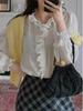 2025 Sweet French Retro Ruffled Long Sleeve Acetate Shirt