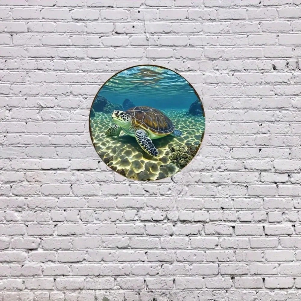 Sea Turtle Metal Art Waterproof Home Decor Ocean Theme Wall Sculpture 20x20 разноцветный