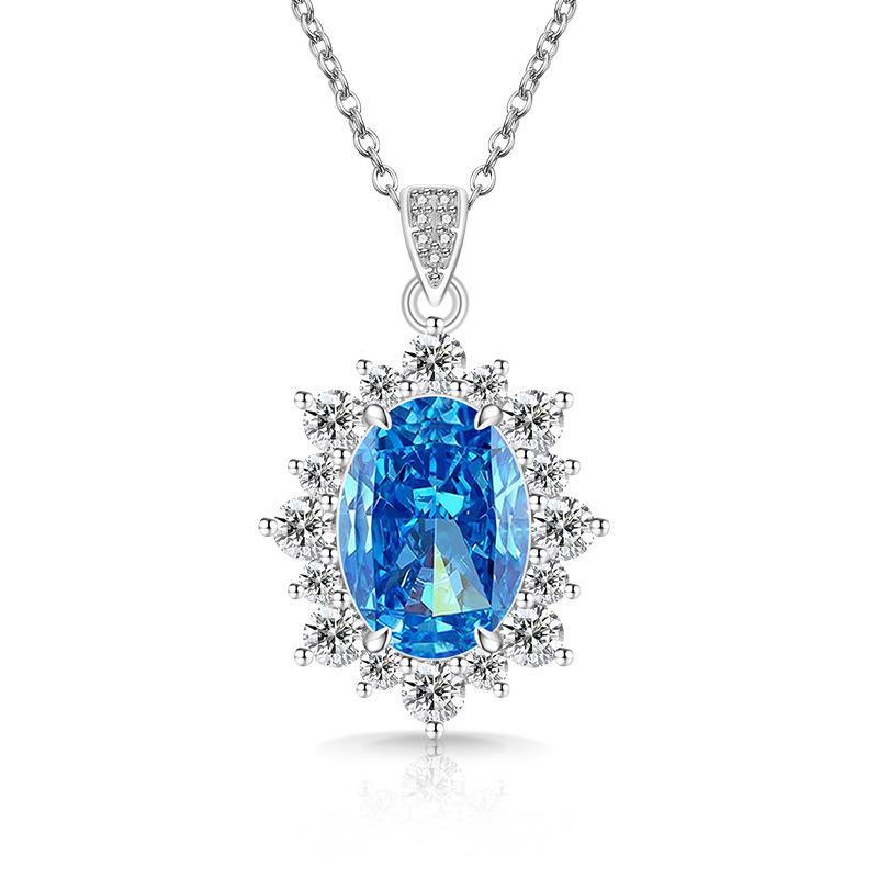 2026 Colored Treasure Ice Flower Cut Oversized Pigeon Egg Necklace Burst High Carbon Diamond Sunflower Pendant