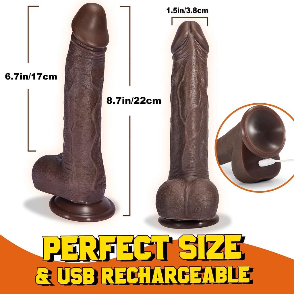 APP eller fjernkontroll Thrusting Dildo Vibrator Sexleketøy Svart Realistisk Vibrerende Dildoer for G-punkt Anal Stimulering Lubisey Tykk Kvinner Onani