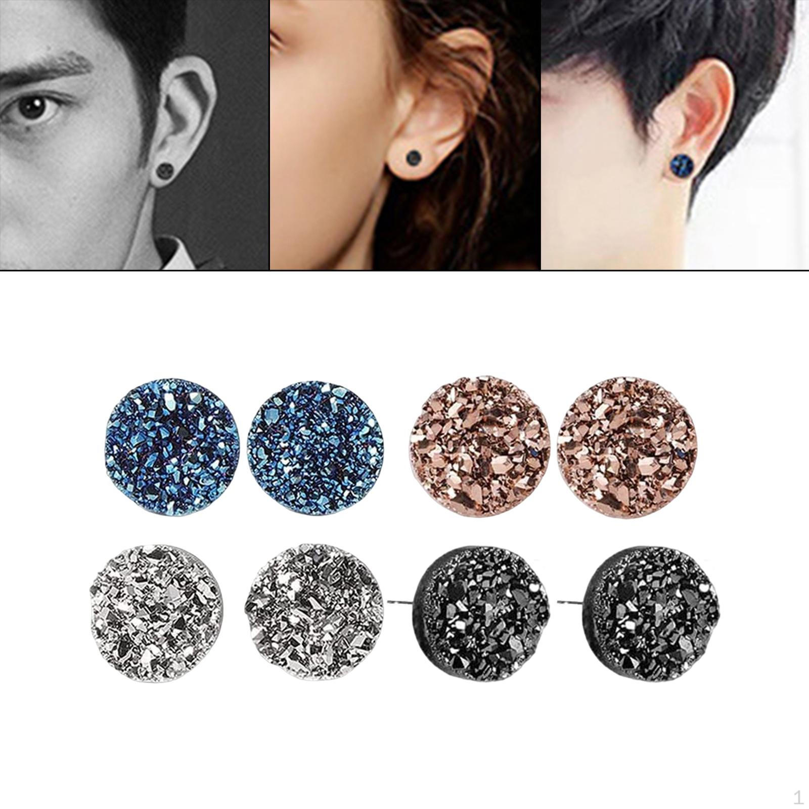 8 Pieces Unisex Ear Studs Fashion Glitter Classic for Anniversary Year 8mm