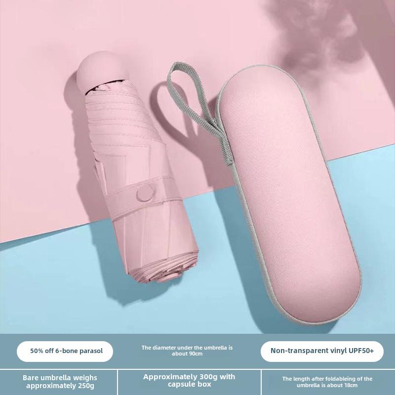 Compact Dual-Use Capsule Umbrella: Portable, Foldable, Lightweight, Sun & Rain Protection