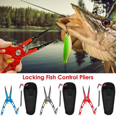 Fishing Pliers Multi-functional Fishing Pliers Line Cutter with Safety Lock Saltwater Resistant Hook Remover Cutter Fishing Tool