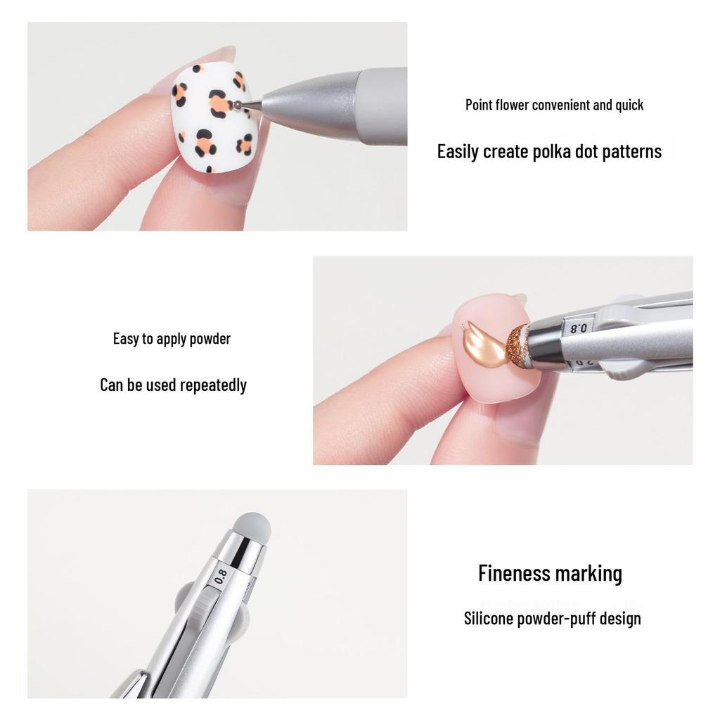 Multi-Functional 4-in-1 Dotting Pen: Double-Headed Press-Type for Polka Dots, Flower Painting, and Erasable Magic Mirror Powder.