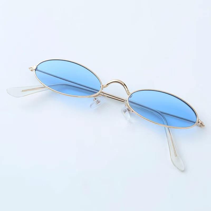

Metal Frame Sunglasses with Blue Lenses Classic Fashion Eyewear Stylish Protective UV400 Coating Lightweight Durable Design for Daily Use One Size