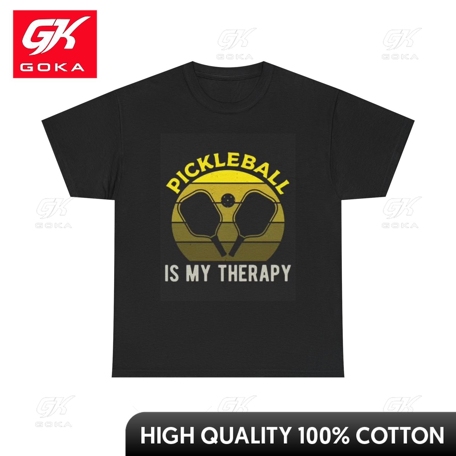 

Pickleball Is My Therapy Graphic T Shirt Gift Unisex Heavy Cotton Neutral Funny Sleek TShirts Polished Athletic Printed Tee S
