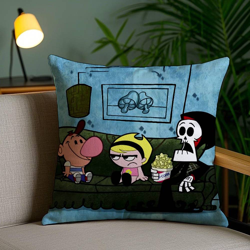 B-Billy & Mandy'sAdventure Pillow Case Home Dorm Chair Back Short Plush Double-sided Printing Office Nap Time Cushion Cover