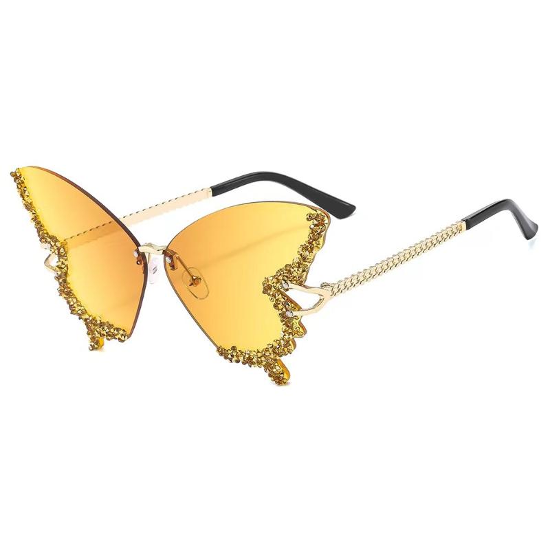 Fashion Fashion Butterfly Shape Sunglasses Men Women Luxury Design Diamond Sun Glasses Vintage Ultralight Rimless Sun Shades Goggles