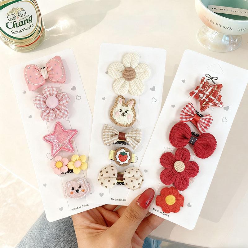 Sladký a roztomilý set kreslených sponek do vlasů s květinami pro děti – Šetrné k vlasům, umělecké sponky do vlasů na bok