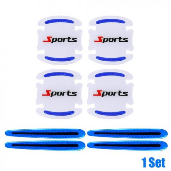 8pcs Car Door Handle Bowl Protective Reflective Sticker Warning Strips Decals