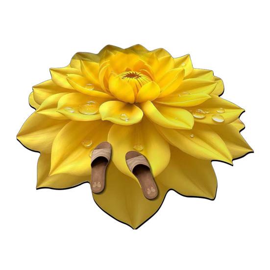 Diatomaceous Earth Floor Mat 3D Realistic Floral Design Bath Mat Non-Slip Absorbent Mat Quick-Drying Easy to Clean Shower Rug