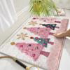 Cartoon Christmas Tree Plush Bathroom Non Slip Water Absorbent Floor Mats Lovely Bedroom Entrance Decorative Carpet