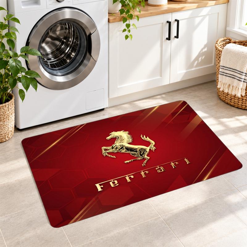 Flannel Kitchen Mat Ferrari Soft Area Rug Non Slip Floor Carpet Home Decoration